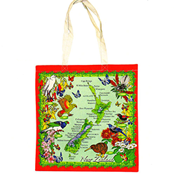 Birds & NZ Map Carry Bag - 00576 – New Zealand Souvenirs & Gifts