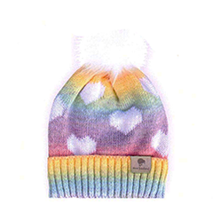 PomPom Rainbow Hearts Beanie - 60855 CHILD