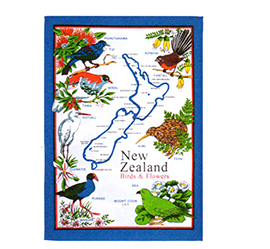 New Zealand Birds & Flowers Tea Towel - MBF