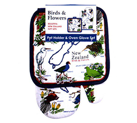 NZ Birds & Flowers Oven Glove & Pot Holder - MBF-PG