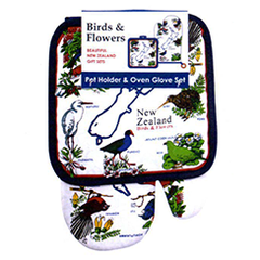 NZ Birds & Flowers Oven Glove & Pot Holder - MBF-PG