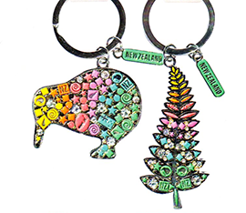 Kiwi Fern Enamel Silver Pastel Keychain - 20754