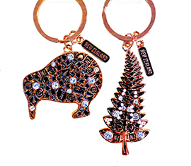 Kiwi Fern Enamel Rose Gold Black Keychain - 20755