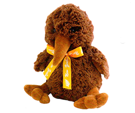 Sitting Kiwi With Gold NZ Ribbon - TK2901